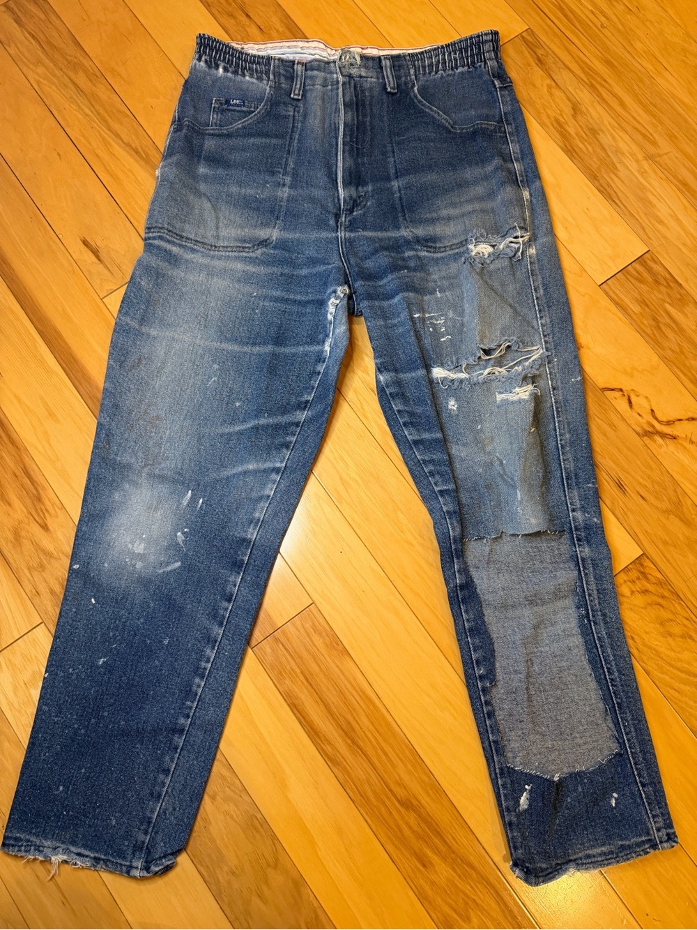 Lee Men’s Distressed Thrashed Straight Leg Jeans Paint Splatter Grunge No Tag
